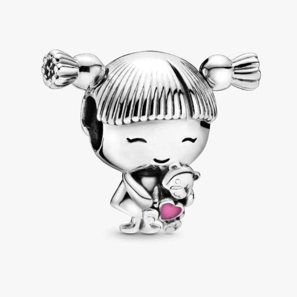 Pandora Little Girl Charm Sterling Silver with Pink Heart
NWOT
